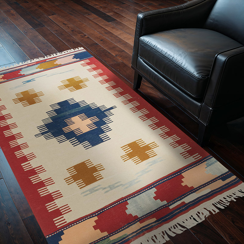 New Handwoven Turkish Kilim Rug - 3' 11" x 6'  (47" x 72") - K0081979