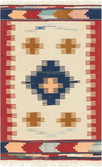 New Handwoven Turkish Kilim Rug - 3' 11" x 6'  (47" x 72")