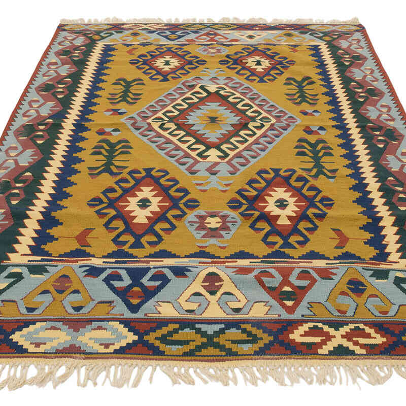 New Handwoven Turkish Kilim Rug - 4' 7" x 6' 7" (55" x 79") - K0081981