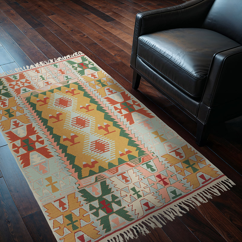 New Handwoven Turkish Kilim Rug - 3' 11" x 5' 8" (47" x 68") - K0081990