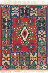 New Handwoven Turkish Kilim Rug - 3' 11" x 5' 8" (47" x 68")