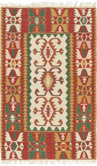 New Handwoven Turkish Kilim Rug - 4' 1" x 6' 5" (49" x 77")