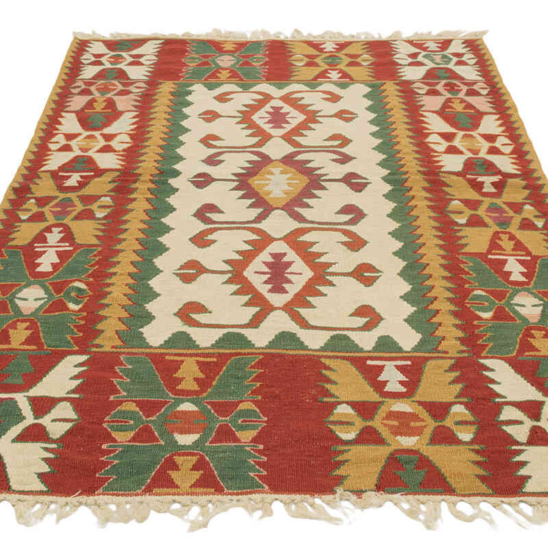 New Handwoven Turkish Kilim Rug - 4' 1" x 6' 5" (49" x 77") - K0081994