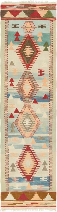 New Handwoven Turkish Kilim Rug - 2' 7" x 9' 6" (31" x 114")