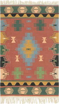 New Handwoven Turkish Kilim Rug - 3' 10" x 6' 2" (46" x 74")