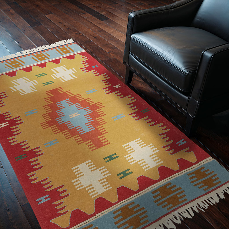 New Handwoven Turkish Kilim Rug - 3' 11" x 6' 3" (47" x 75") - K0082004