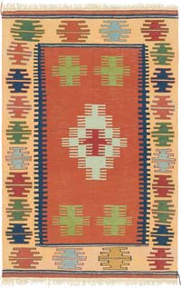 New Handwoven Turkish Kilim Rug - 3' 8" x 5' 7" (44" x 67")