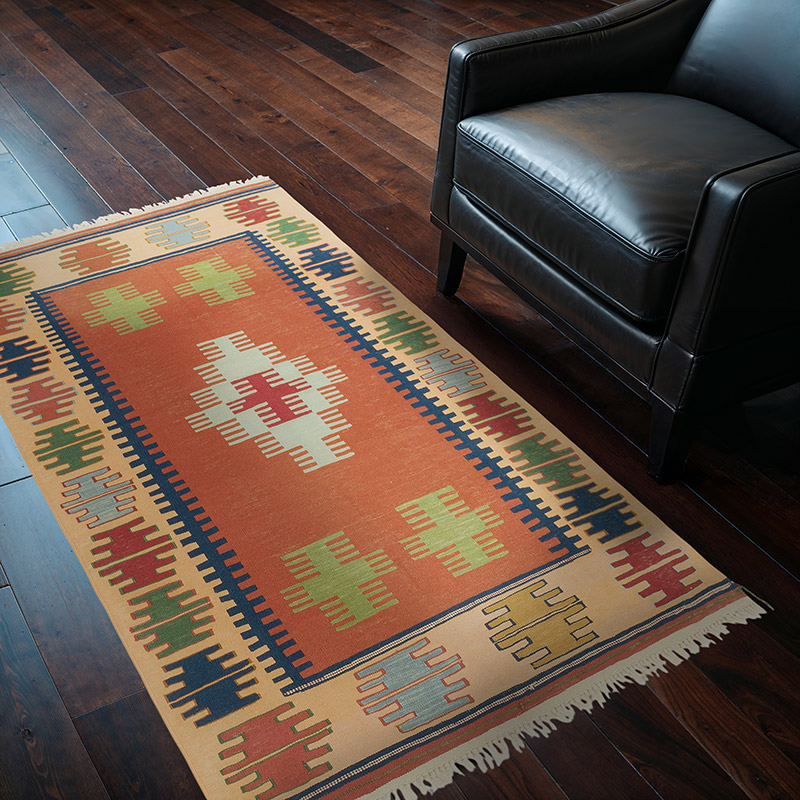 New Handwoven Turkish Kilim Rug - 3' 8" x 5' 7" (44" x 67") - K0082009