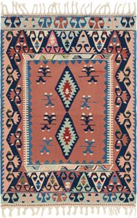 New Handwoven Turkish Kilim Rug - 4'  x 5' 7" (48" x 67")