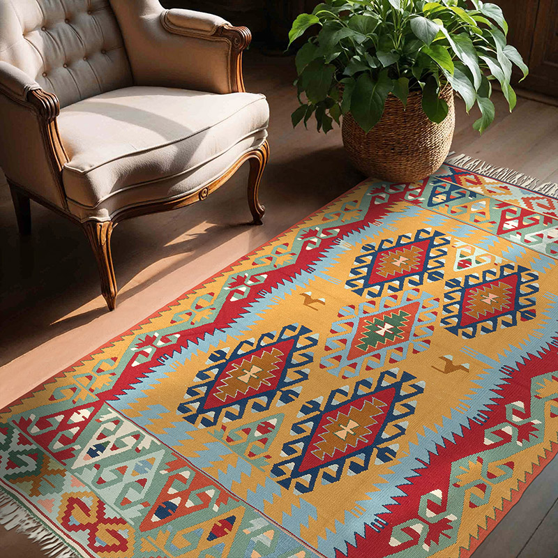 New Handwoven Turkish Kilim Rug - 4' 8" x 6' 9" (56" x 81") - K0082015
