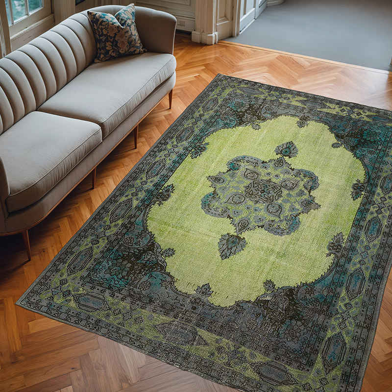 Hand Carved Over-Dyed Rug - 7' 1" x 10' 4" (85" x 124") - K0082109