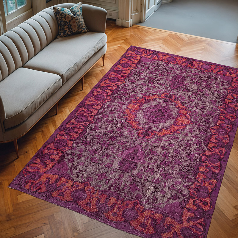 Hand Carved Over-Dyed Rug - 6' 5" x 9' 8" (77" x 116") - K0082122