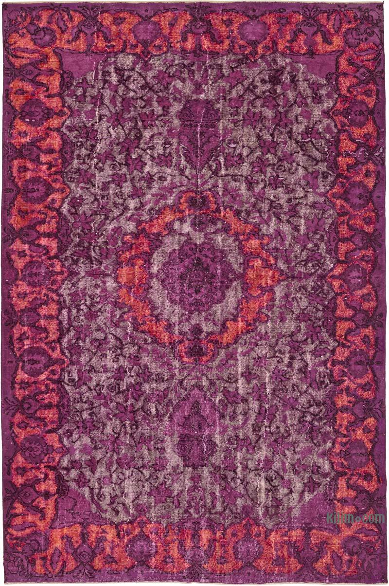 Hand Carved Over-Dyed Rug - 6' 5" x 9' 8" (77" x 116") - K0082122