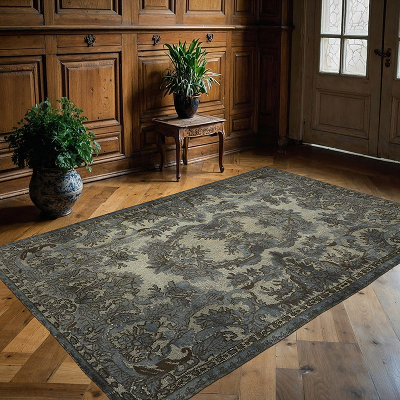Alfombra Tallada a Mano Sobre Teñida - 166 cm x 254 cm - K0082130