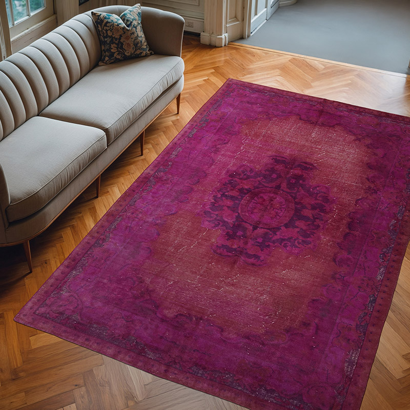 Hand Carved Over-Dyed Rug - 6' 7" x 9' 10" (79" x 118") - K0082141