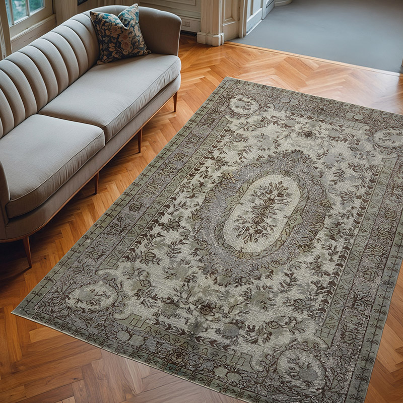 Hand Carved Over-Dyed Rug - 6' 4" x 9' 3" (76" x 111") - K0082158