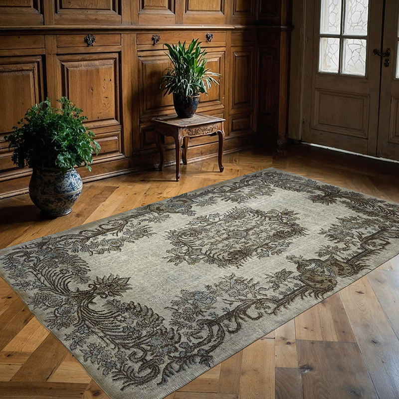 Alfombra Tallada a Mano Sobre Teñida - 153 cm x 240 cm - K0082166