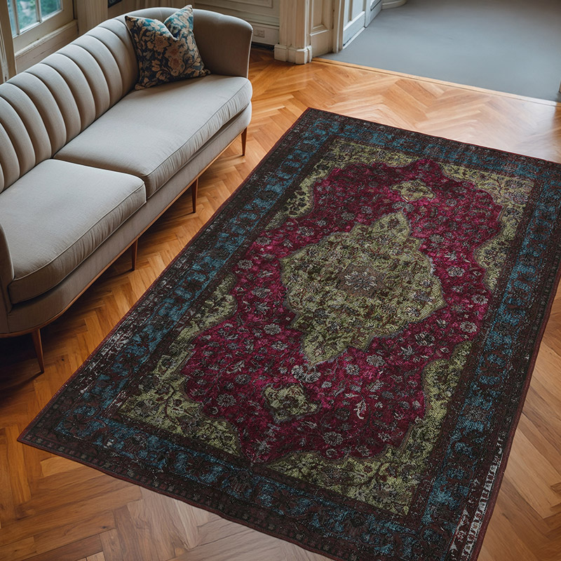 Hand Carved Over-Dyed Rug - 6' 7" x 9' 10" (79" x 118") - K0082173