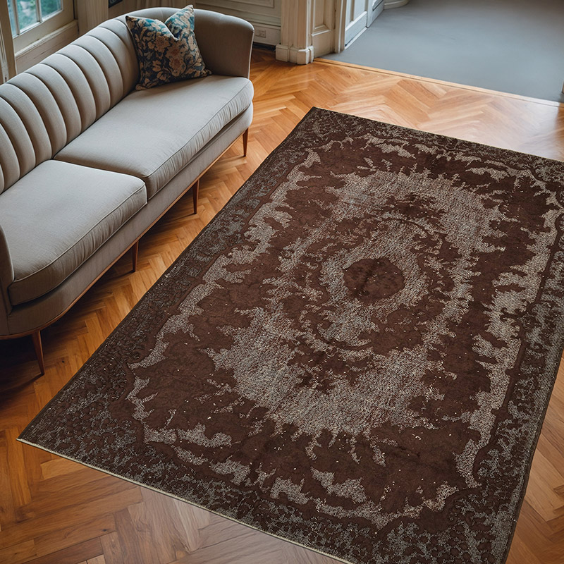 Hand Carved Over-Dyed Rug - 6' 10" x 9' 11" (82" x 119") - K0082181