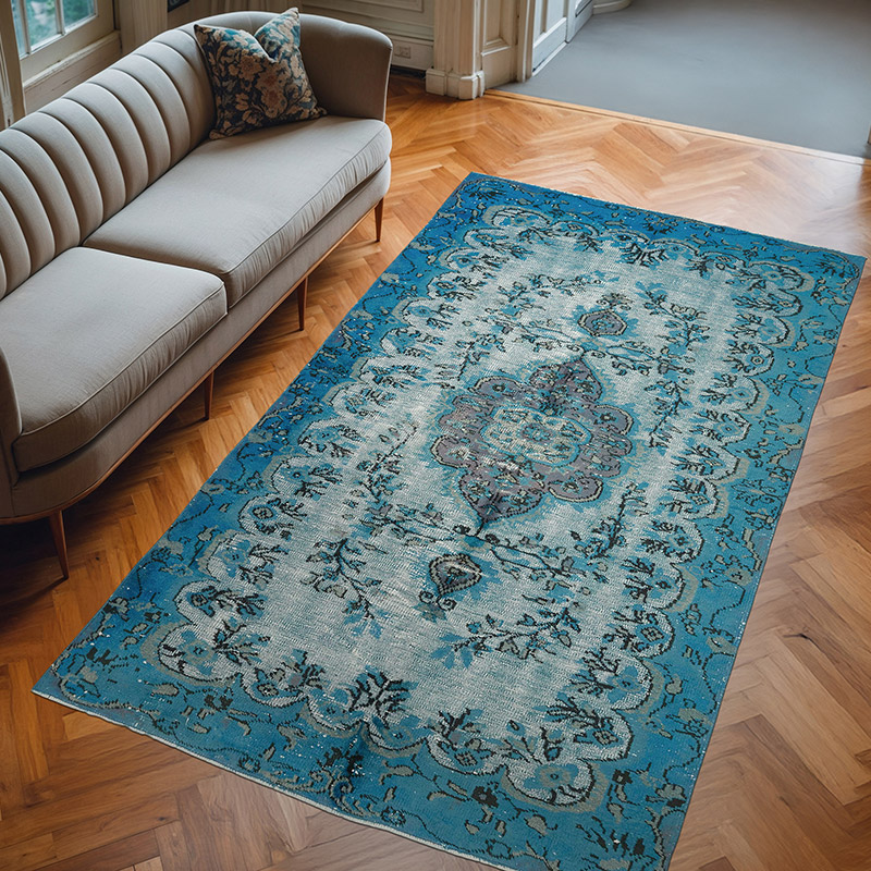 Alfombra Tallada a Mano Sobre Teñida - 158 cm x 270 cm - K0082188
