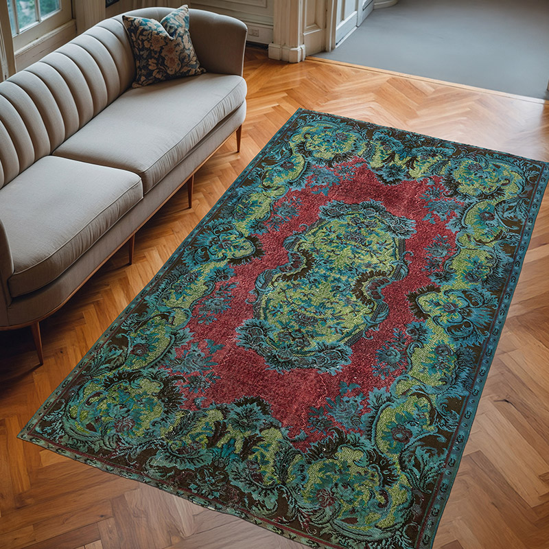 Alfombra Tallada a Mano Sobre Teñida - 183 cm x 295 cm - K0082192