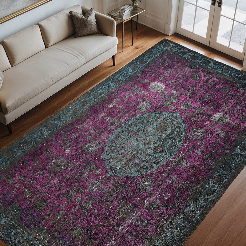 Hand Carved Over-Dyed Rug - 6' 9" x 10' 8" (81" x 128") - K0082206
