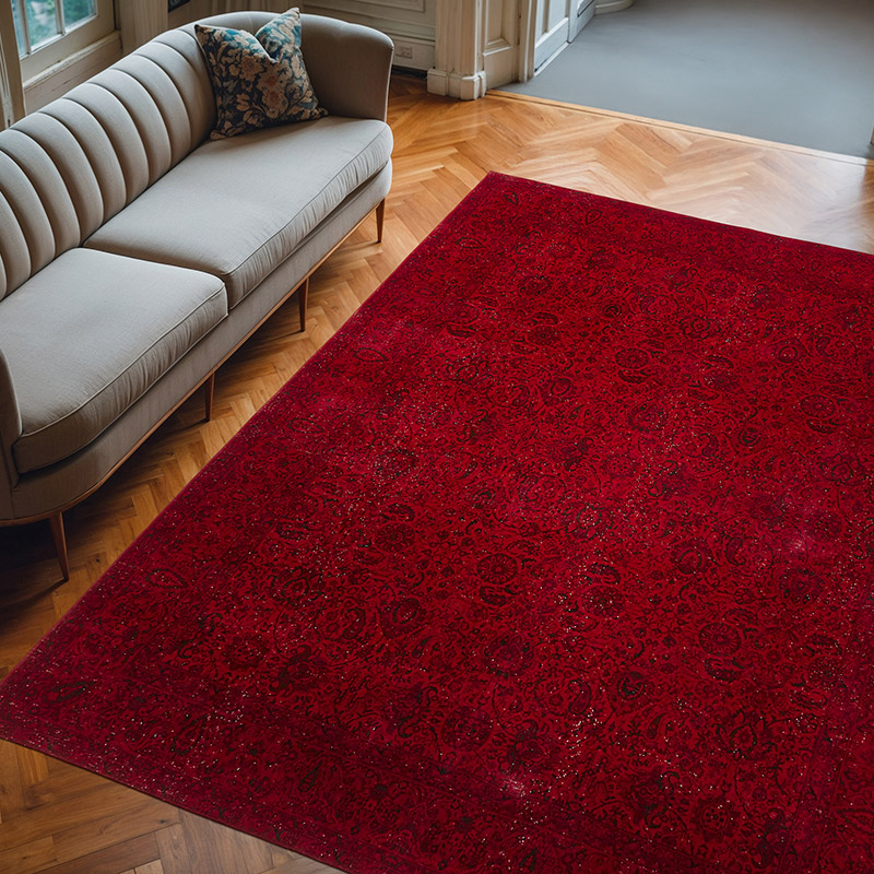 Overdyed Vintage Hand-knotted Oriental Rug - 8' 2" x 9' 10" (98" x 118") - K0082229
