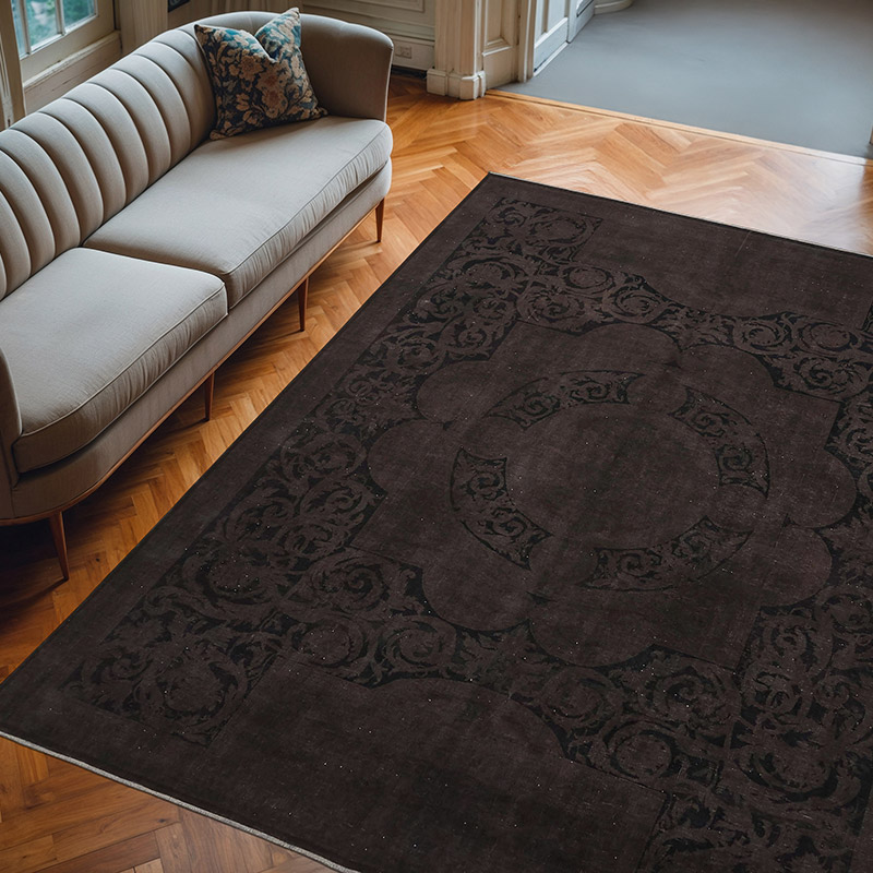 Alfombra Oriental Vintage Teñida a Mano Sobretintada - 236 cm x 292 cm - K0082240