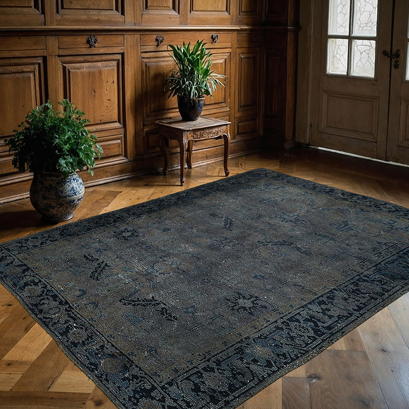 Alfombra Oriental Vintage Teñida a Mano Sobretintada - 172 cm x 226 cm - K0082249