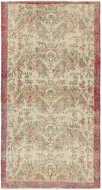 Alfombra Vintage Turca Anudada a Mano - 106 cm x 194 cm