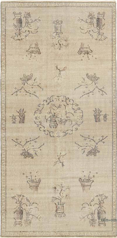 Vintage Turkish Hand-Knotted Rug - 3' 8" x 7' 3" (44" x 87")