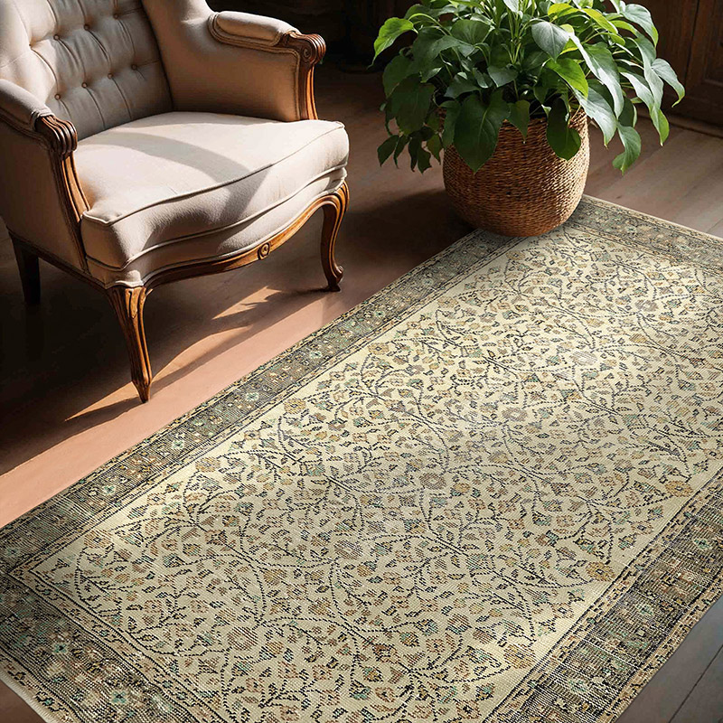 Alfombra Vintage Turca Anudada a Mano - 137 cm x 209 cm - K0082668