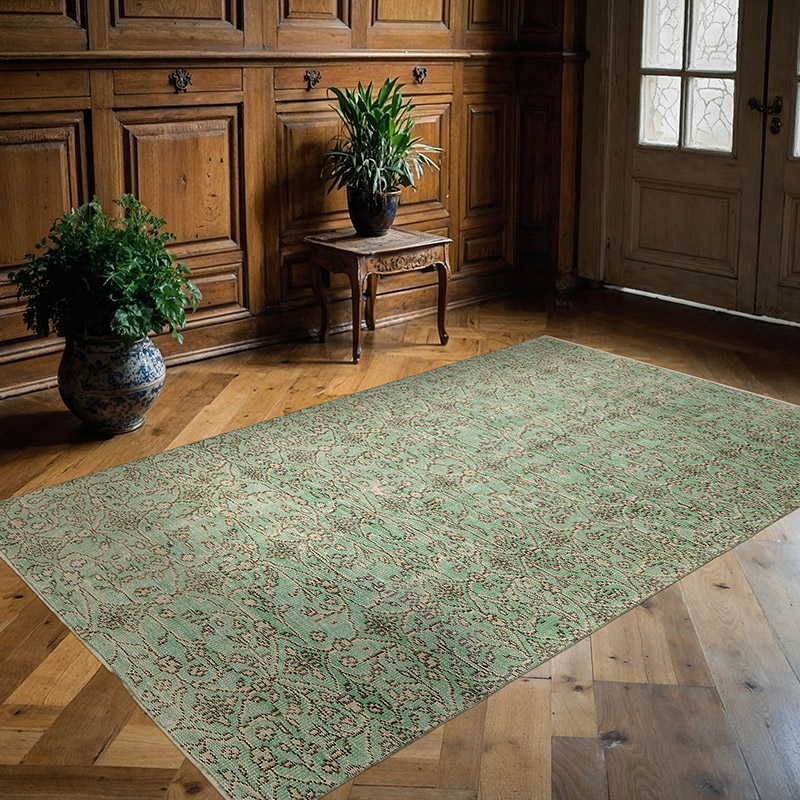 Alfombra Vintage Turca Anudada a Mano - 142 cm x 225 cm - K0082674