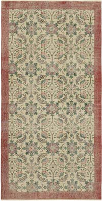 Vintage Turkish Hand-Knotted Rug - 109 cm x 209 cm