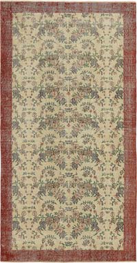 Vintage Turkish Hand-Knotted Rug - 111 cm x 217 cm