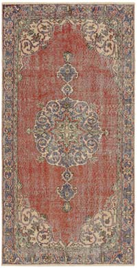 Alfombra Vintage Turca Anudada a Mano - 107 cm x 206 cm