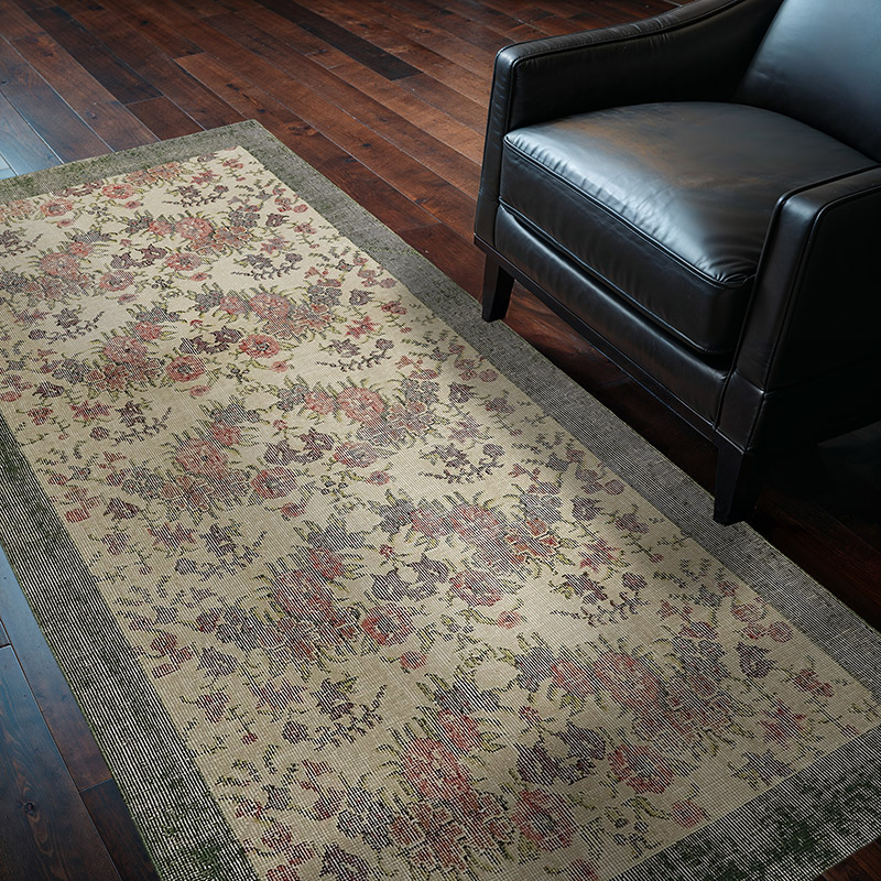 Alfombra Vintage Turca Anudada a Mano - 114 cm x 210 cm - K0082756