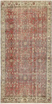 Vintage Turkish Hand-Knotted Rug - 3' 8" x 7' 1" (44" x 85")