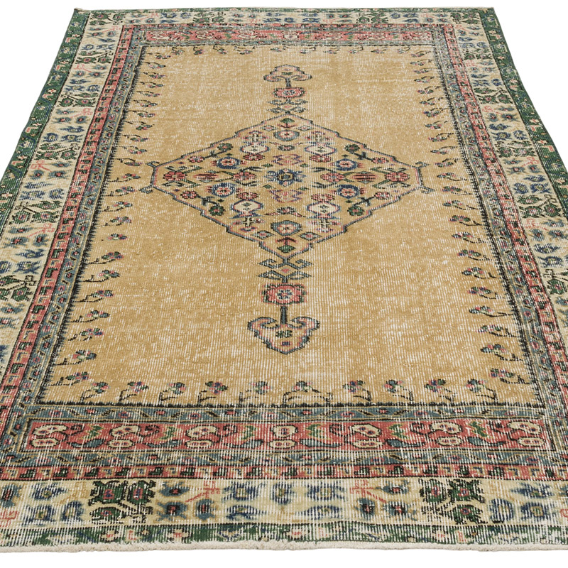 Alfombra Vintage Turca Anudada a Mano - 112 cm x 209 cm - K0082776