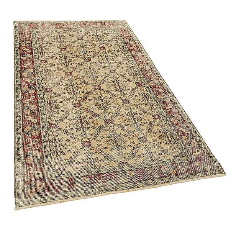 Alfombra Vintage Turca Anudada a Mano - 111 cm x 193 cm - K0082803