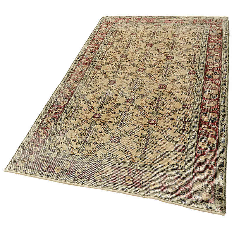 Alfombra Vintage Turca Anudada a Mano - 111 cm x 193 cm - K0082803