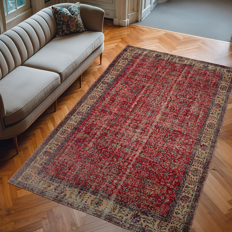 Alfombra Vintage Turca Anudada a Mano - 170 cm x 278 cm - K0082936