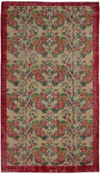 Vintage Turkish Hand-Knotted Rug - 5' 3" x 9' 5" (63" x 113")