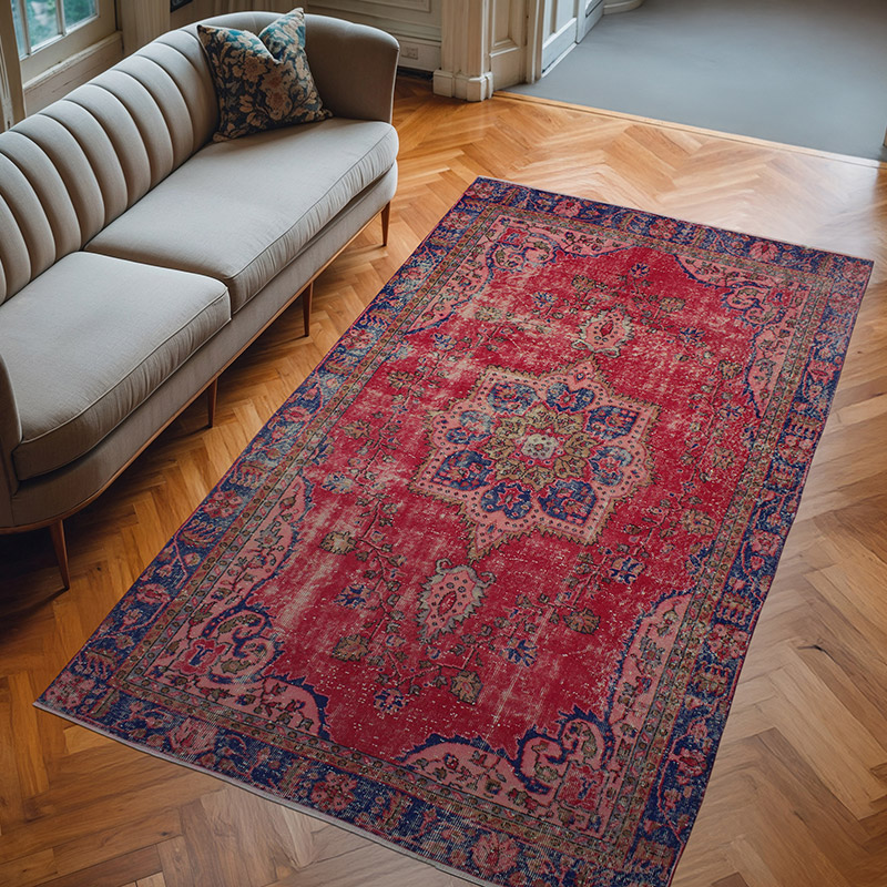 Alfombra Vintage Turca Anudada a Mano - 162 cm x 283 cm - K0082979
