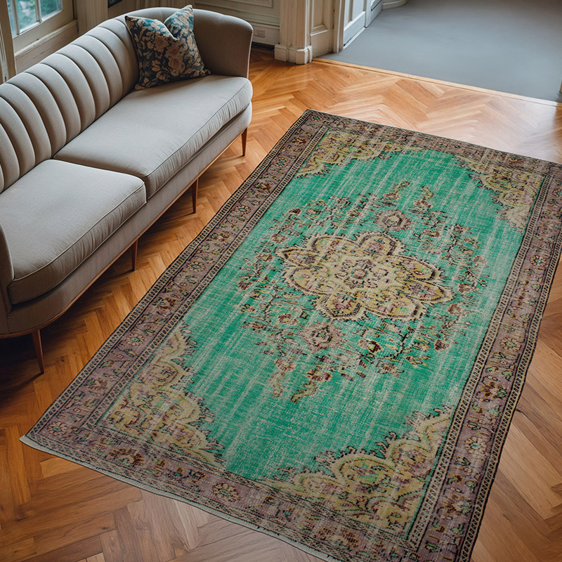 Vintage Turkish Hand-Knotted Rug - 5' 8" x 9'  (68" x 108") - K0082987