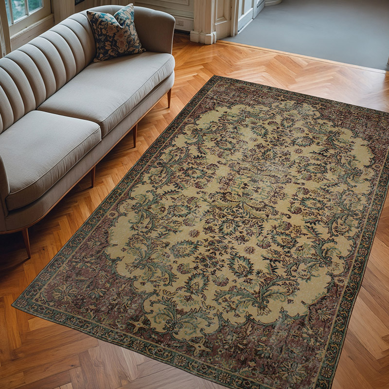 Alfombra Vintage Turca Anudada a Mano - 173 cm x 274 cm - K0082996