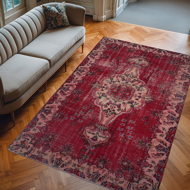 Vintage Turkish Hand-Knotted Rug - 5' 7" x 9'  (67" x 108") - K0083006