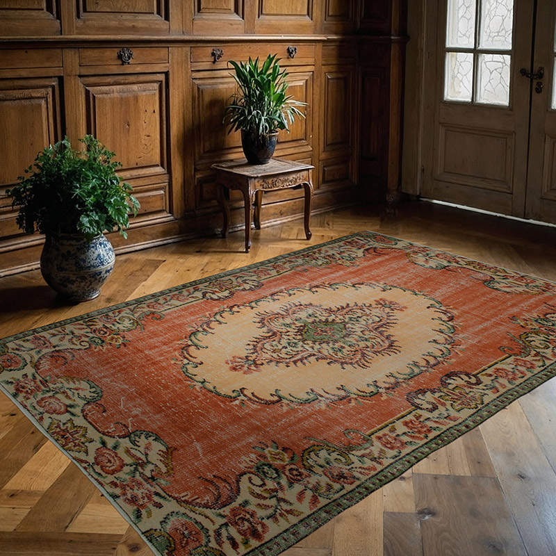 Vintage Turkish Hand-Knotted Rug - 5' 6" x 8'  (66" x 96") - K0083012
