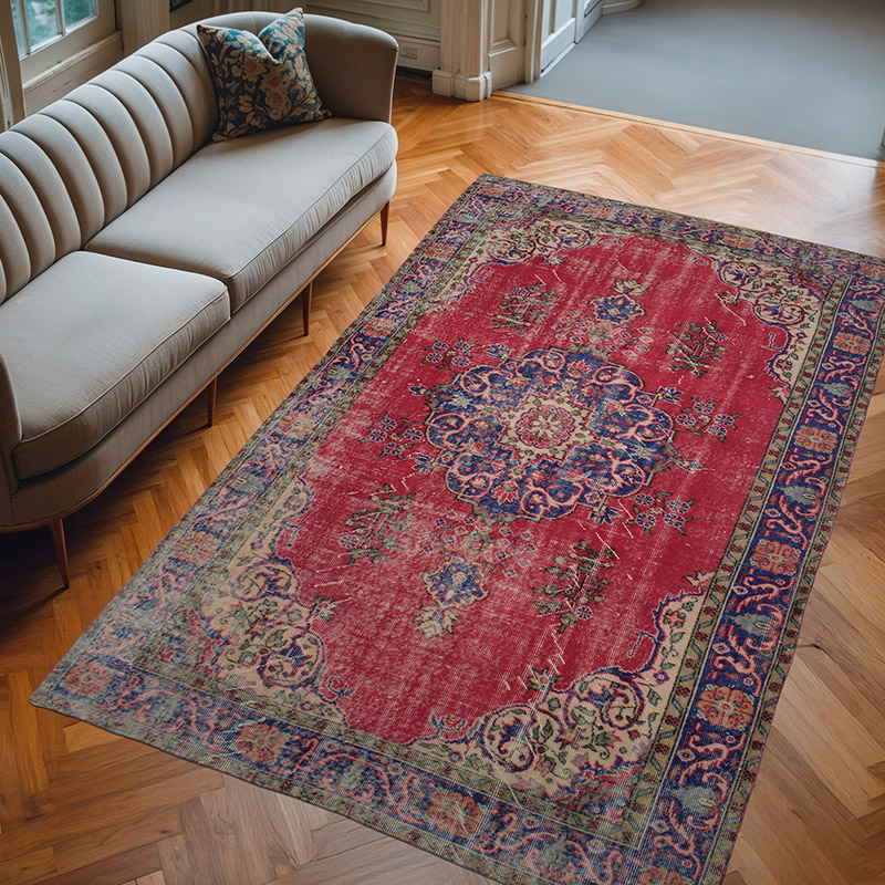Alfombra Vintage Turca Anudada a Mano - 173 cm x 285 cm - K0083075
