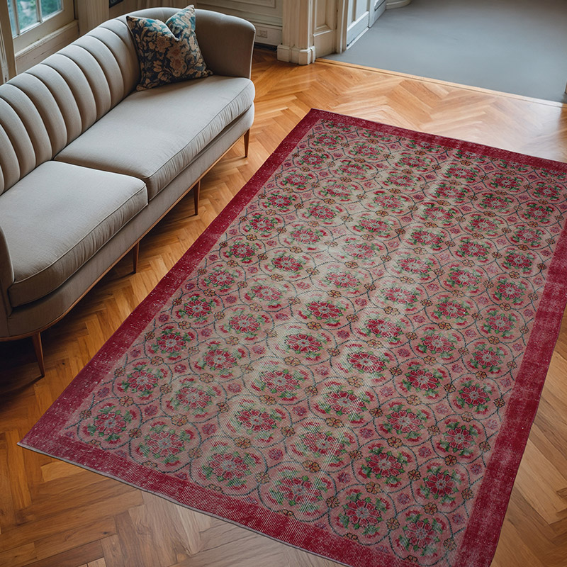 Vintage Turkish Hand-Knotted Rug - 5' 10" x 9'  (70" x 108") - K0083078